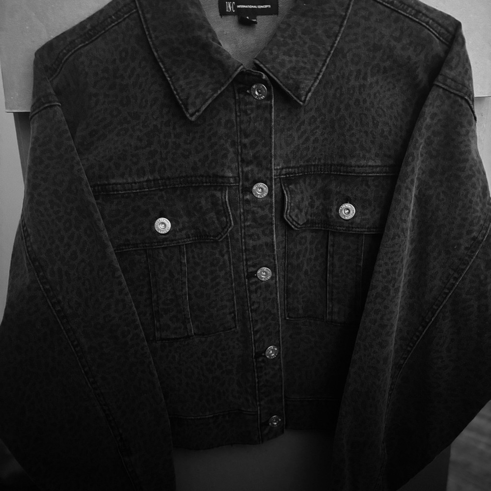 INC International Concepts Black Jean Jacket Modern Denim Style